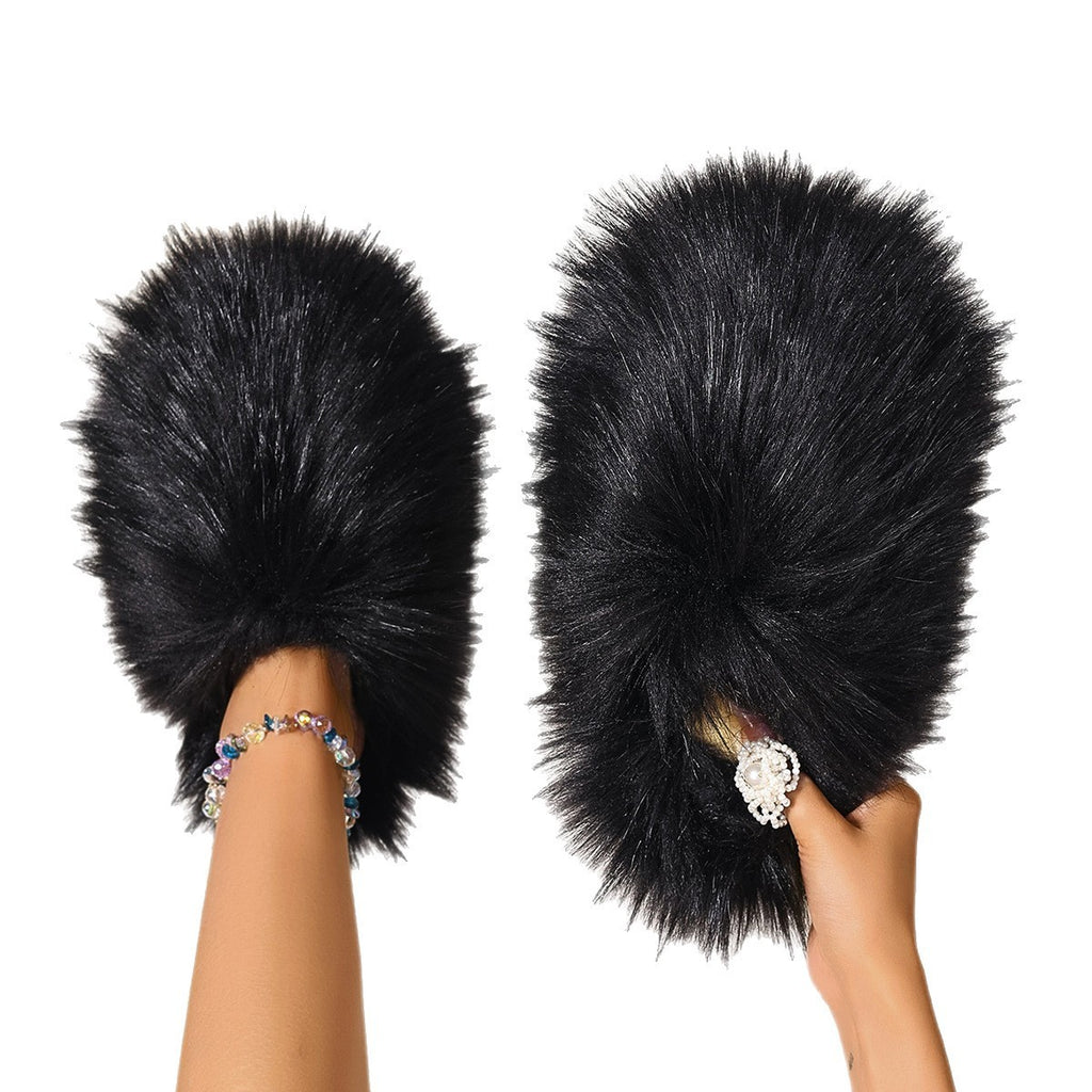 Fluffy Faux Fur Closed Toe Slide Slippers