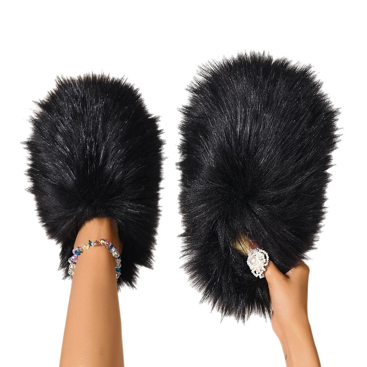 Fluffy Faux Fur Closed Toe Slide Slippers