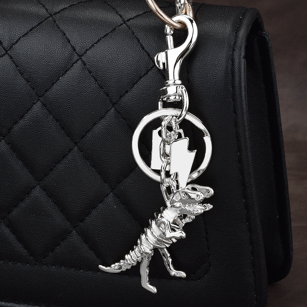 Metal Dinosaur Bag Charm Keychain - Color_3