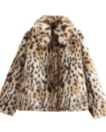 Leopard Print Faux Fur Cropped Coat - C2