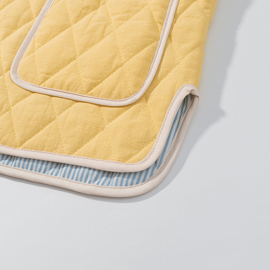 Diamond Quilted Contrast Trim Jacket - yellow - 2