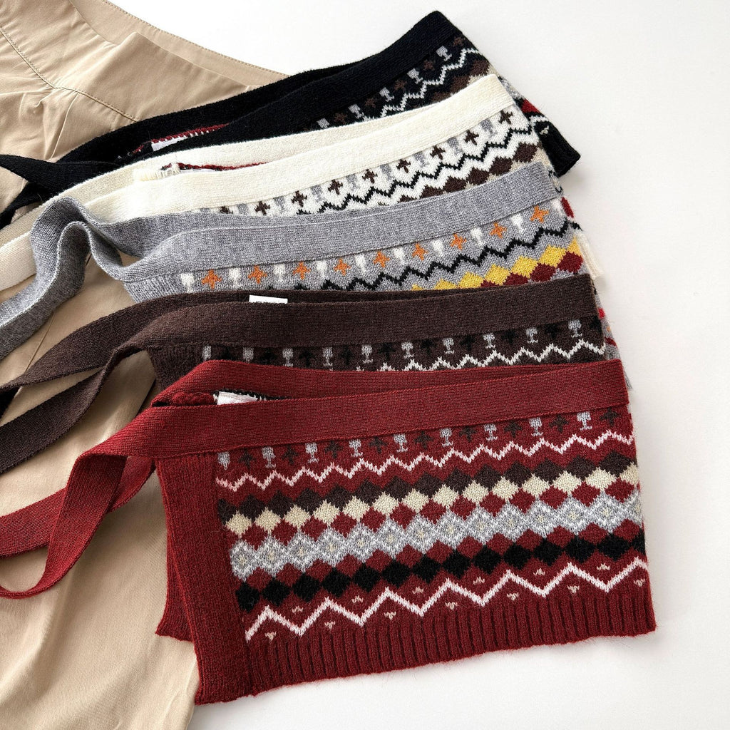Fair Isle Knit Cape With Tie Front - view 1