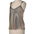 Sparkle Mesh Cami Tank Top With Buckle Straps - Brown