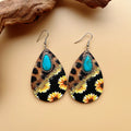 Leopard And Cowhide Print Teardrop Drop Earrings - A