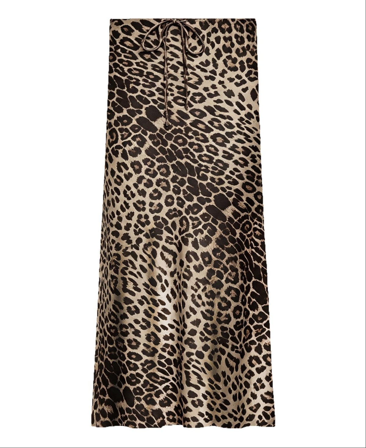 Bias Cut Satin Drawstring Maxi Skirt - LBeige