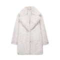 Notch Lapel Longline Faux Fur Coat - White