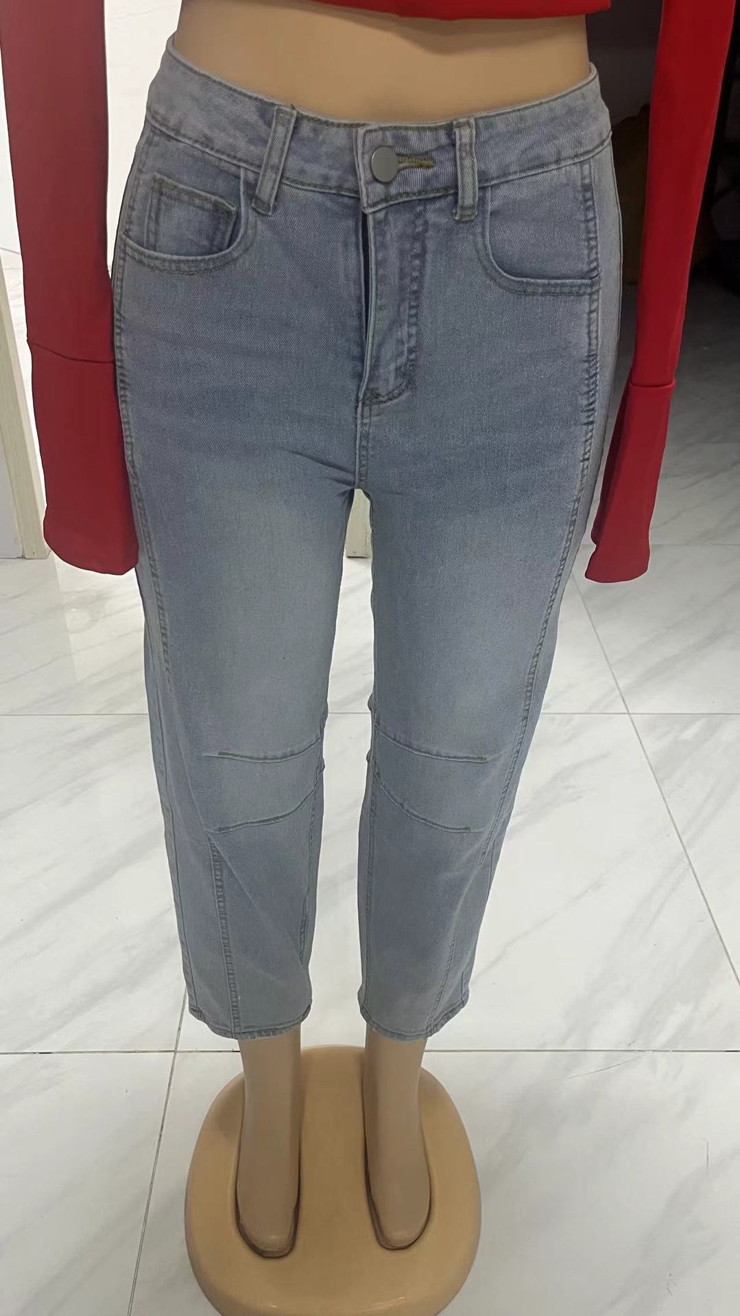 Relaxed Barrel Fit Denim Mom Jeans - Blue