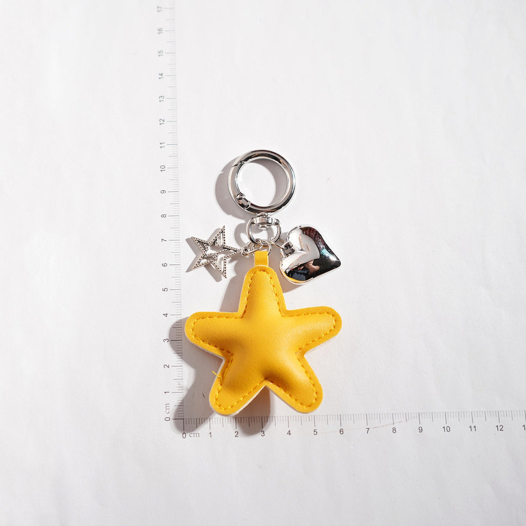 Puffy Star Charm Bag Keychain - Yellow