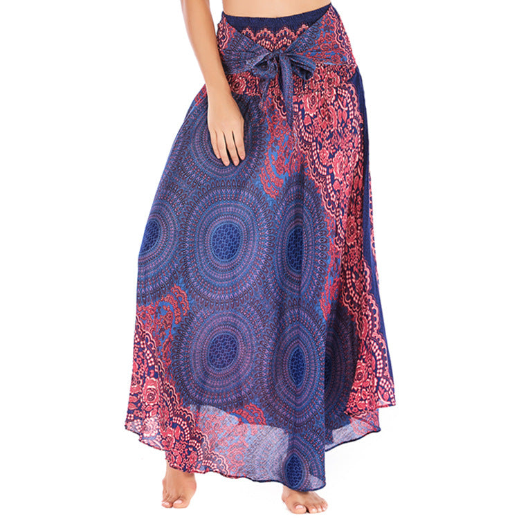 Boho Mandala Two Way Maxi Skirt - Blue