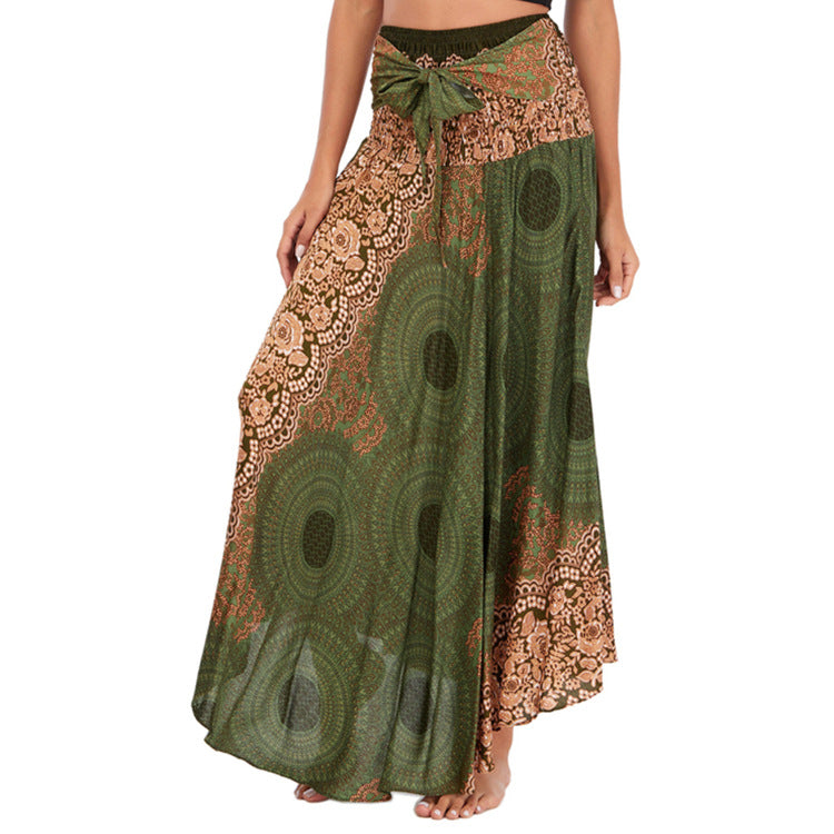 Boho Mandala Two Way Maxi Skirt - Green