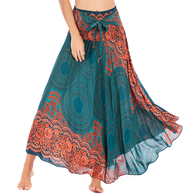 Boho Mandala Two Way Maxi Skirt - PeacockBlue
