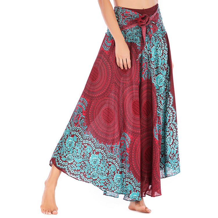 Boho Mandala Two Way Maxi Skirt - Red