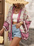 Boho Floral Open Front Kimono Cover Up - Floral