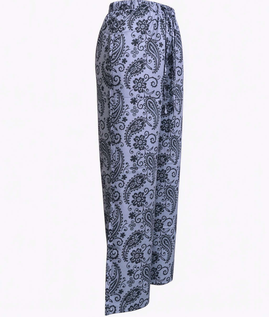 Retro Print Drawstring Elastic Waist Wide Leg Pants - Paisley - 1