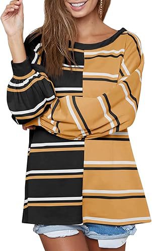 Colour Block Striped Oversized Long Sleeve Top