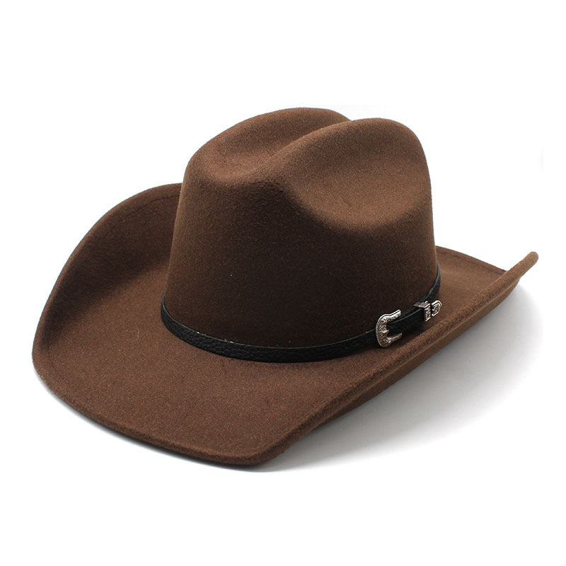 Leather Button Band Cowboy Hat - Coffee