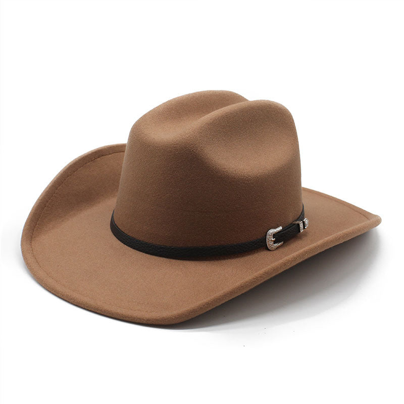 Leather Button Band Cowboy Hat - Khaki
