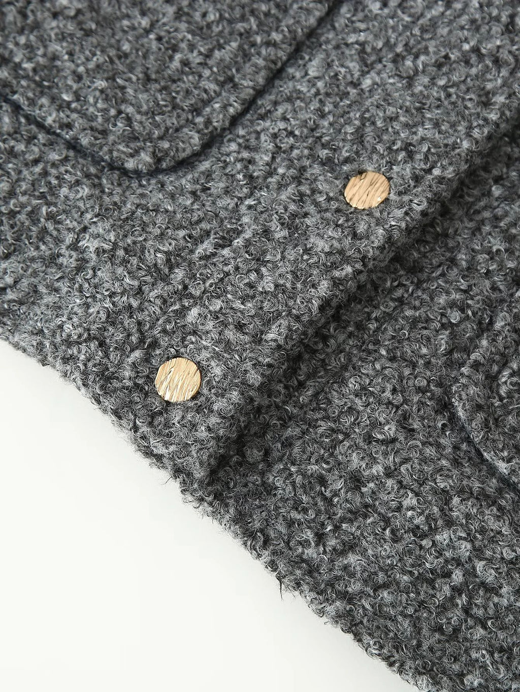 Boucle Knit Collarless Cropped Jacket - Grey - 10