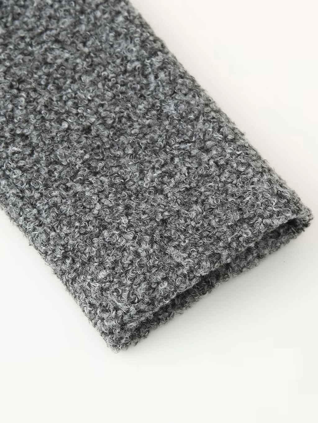 Boucle Knit Collarless Cropped Jacket - Grey - 4