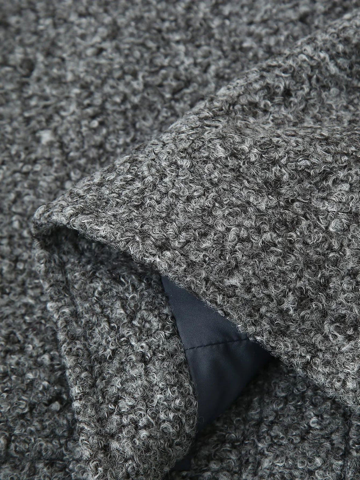 Boucle Knit Collarless Cropped Jacket - Grey - 6