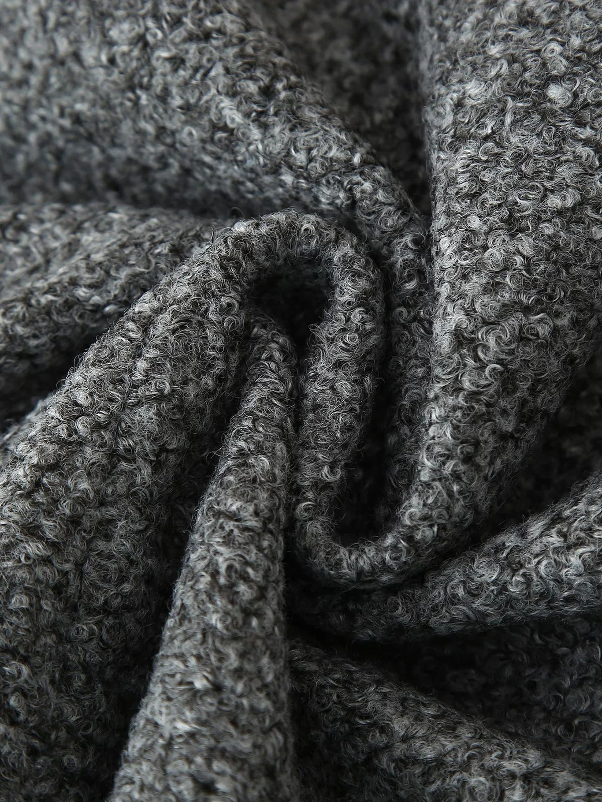 Boucle Knit Collarless Cropped Jacket - Grey - 7