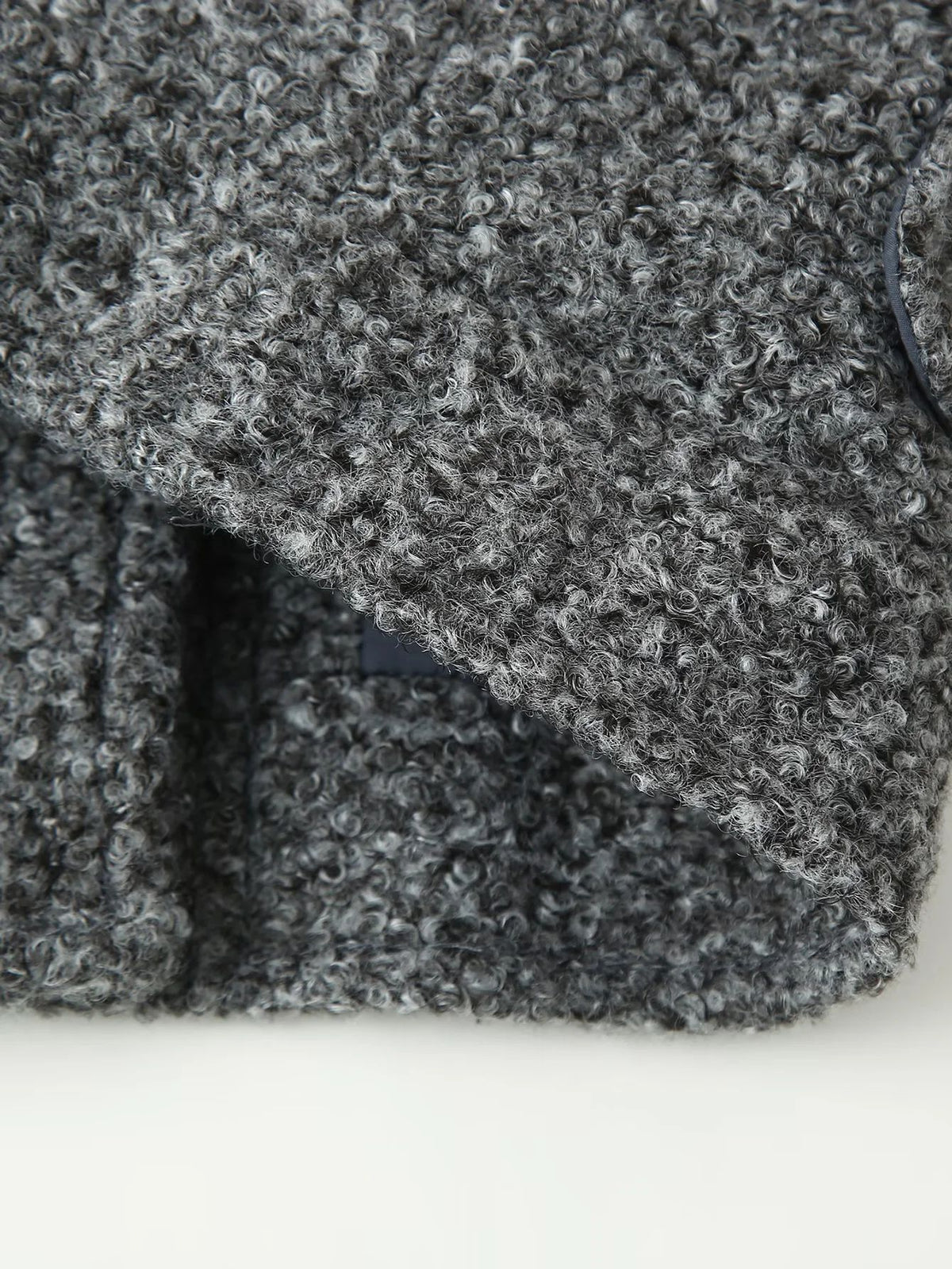 Boucle Knit Collarless Cropped Jacket - Grey - 8