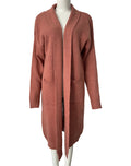 Slouchy Midi Open Cardigan With Pockets - Red