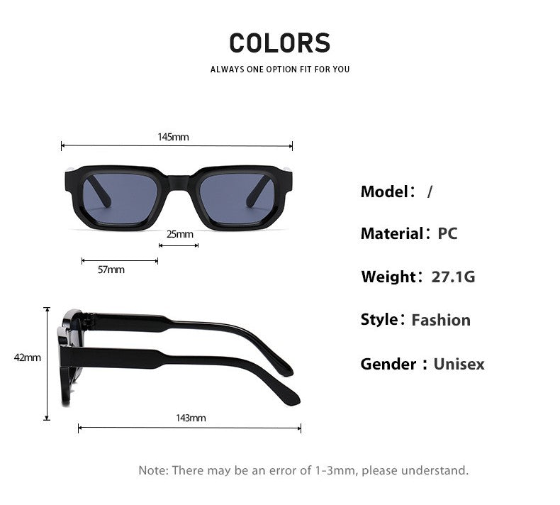 Chunky Rectangle Frame Retro Sunglasses - view 1