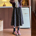 Plaid A Line High Waist Midi Skirt - Coffee