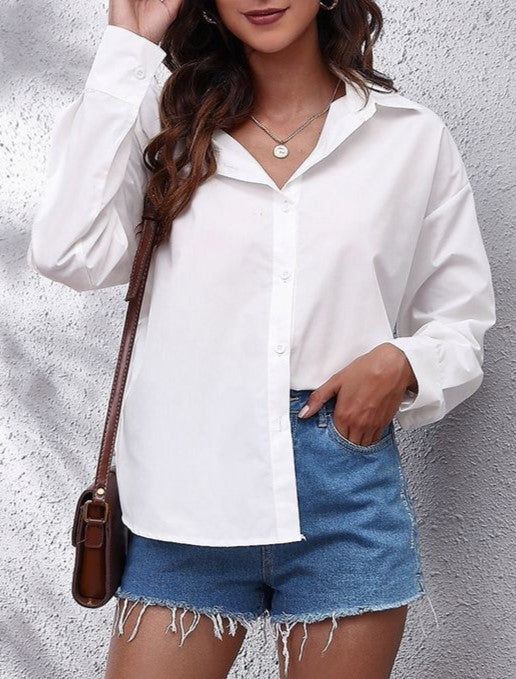 Tie Back Cutout Poplin Button Down Shirt