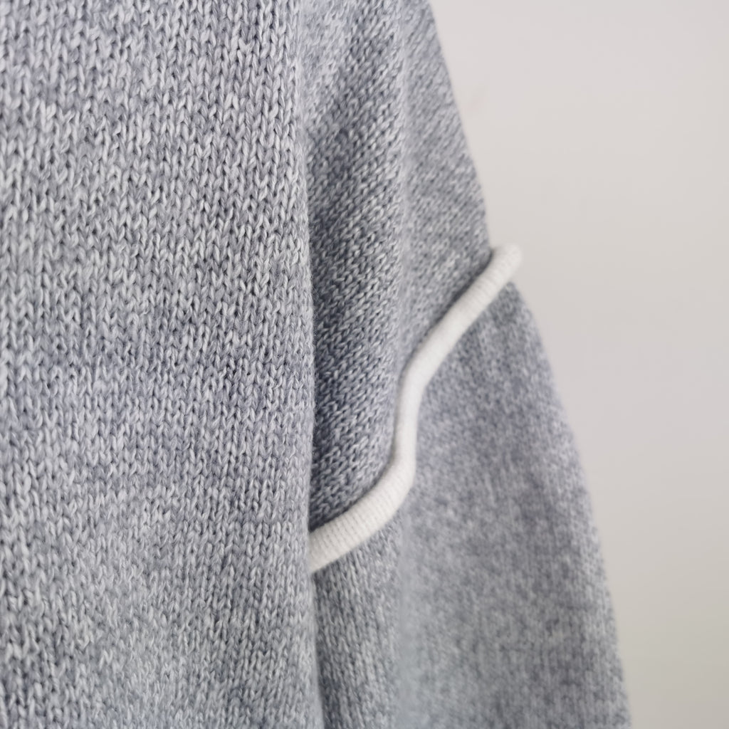 Exposed Seam Slouchy Knit Top - Grey - 6