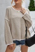 Exposed Seam Slouchy Knit Top - Khaki