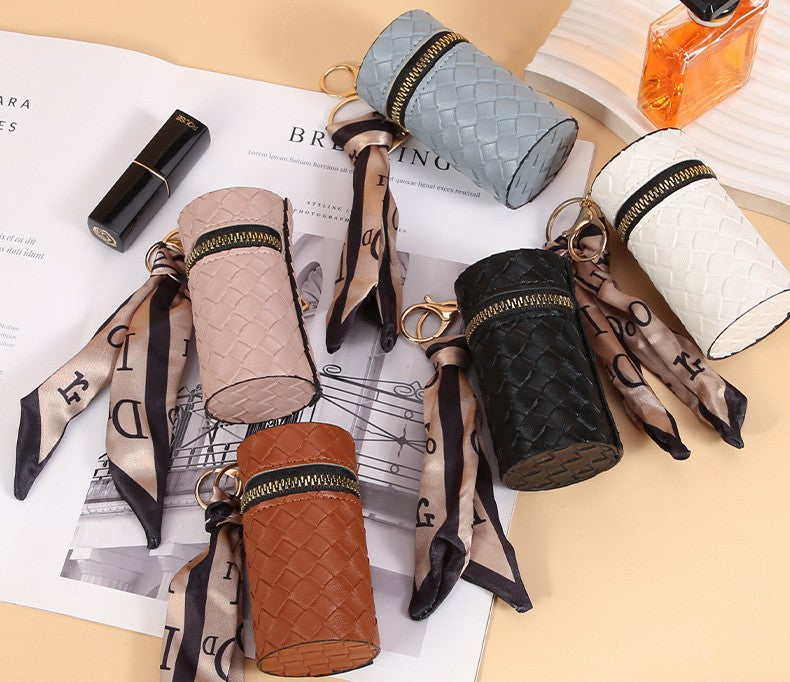 Woven Lipstick Pouch With Scarf Keyring