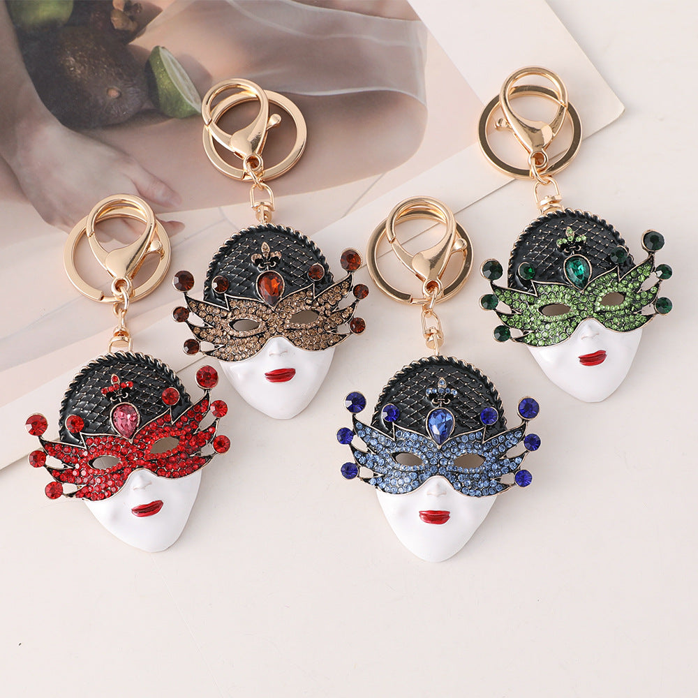 Masquerade Mask Rhinestone Bag Charm Keychain