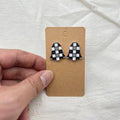 Patterned Christmas Tree Stud Earrings - BlackWhite