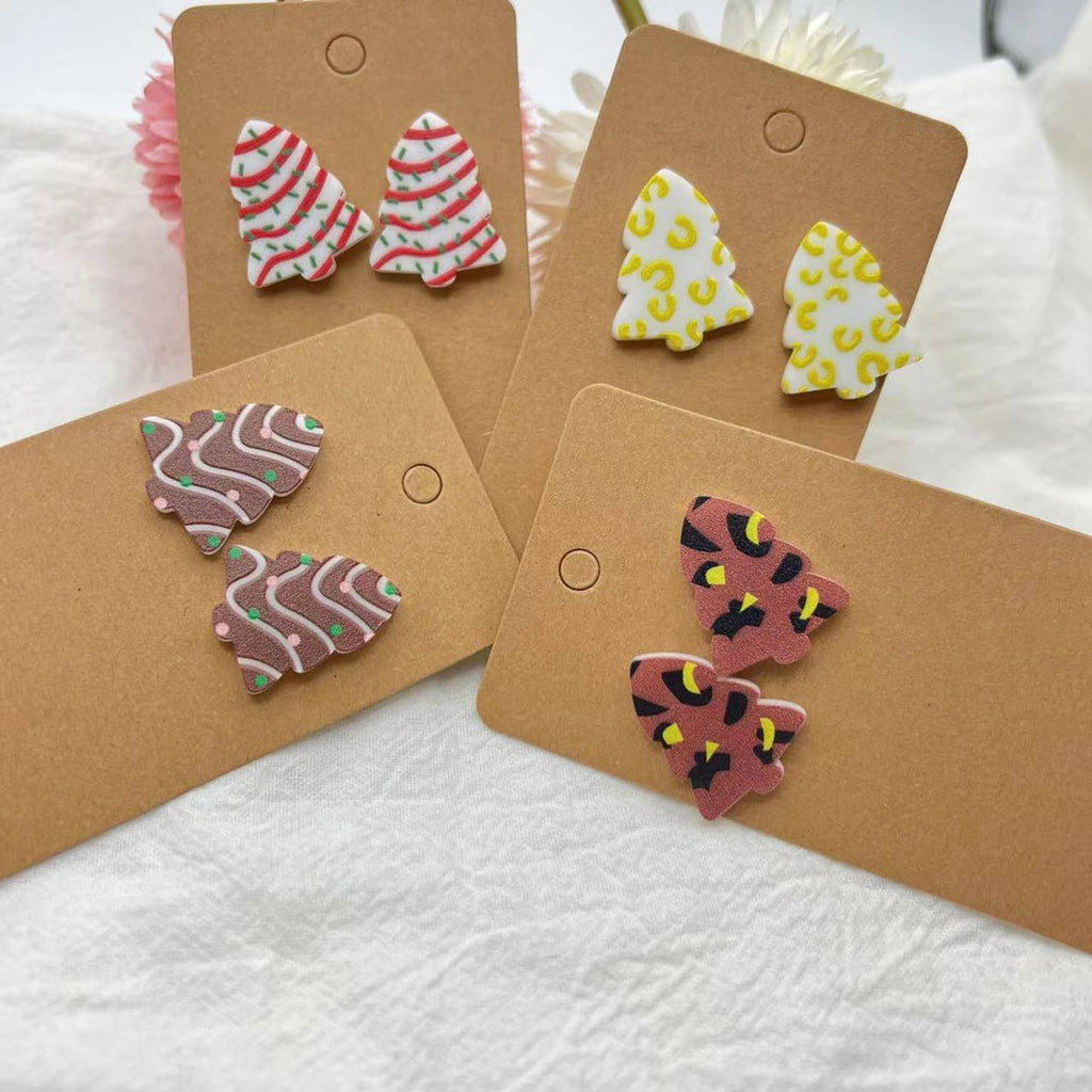 Patterned Christmas Tree Stud Earrings