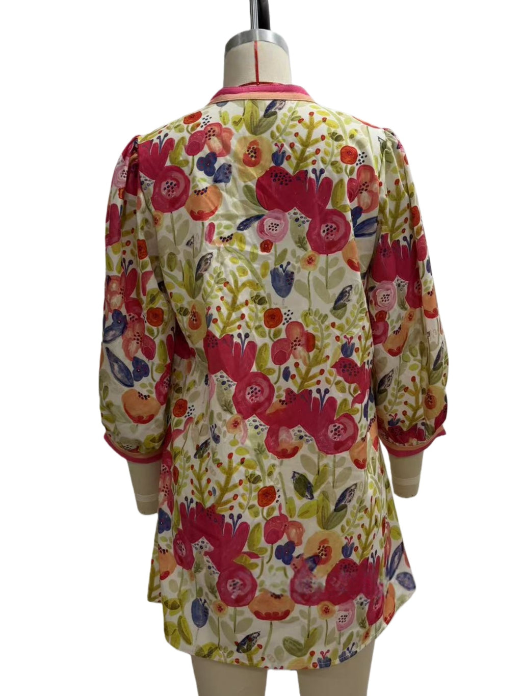 Floral Print Mini Dress with Contrast Trim - Floral - 2