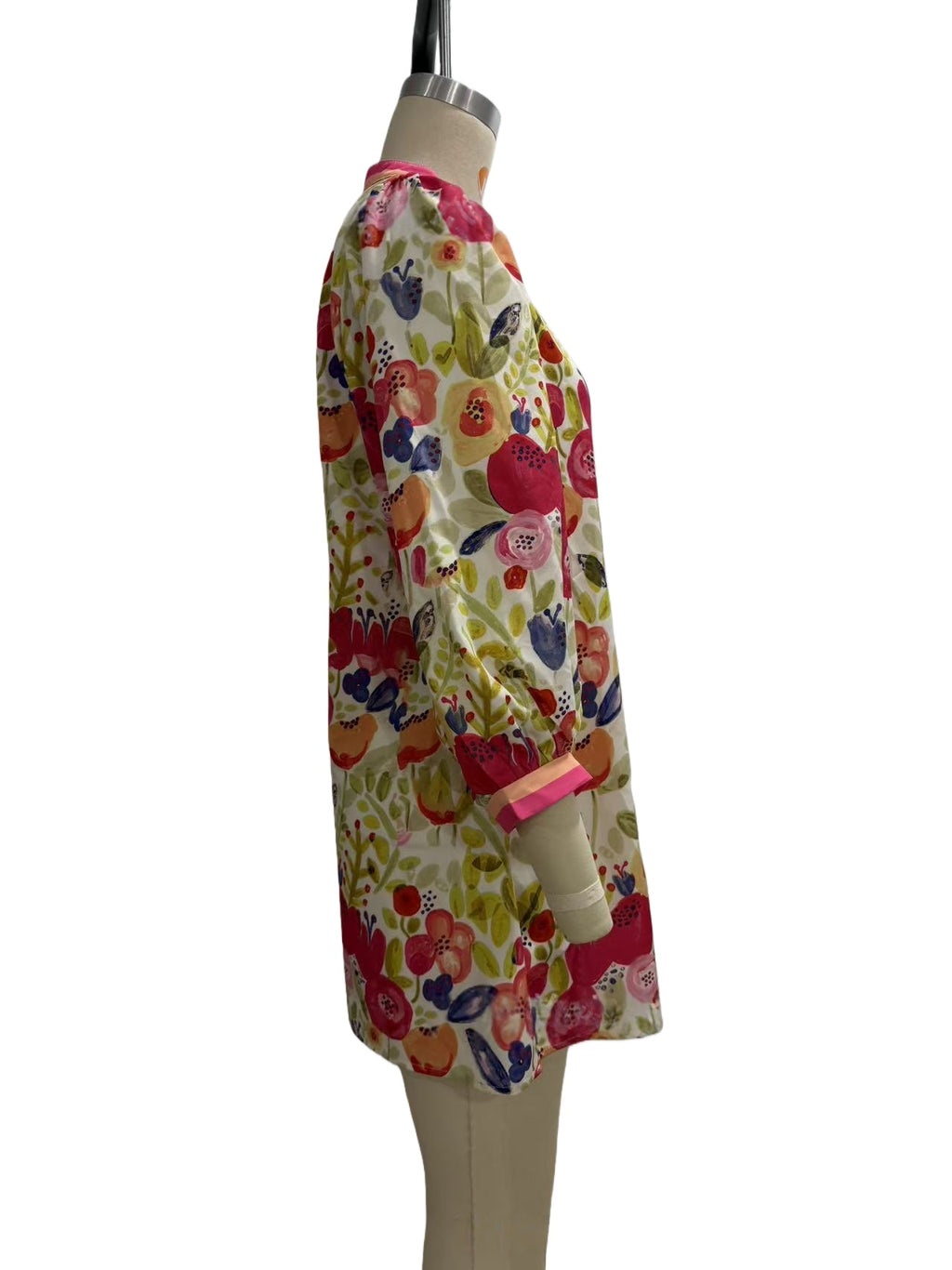 Floral Print Mini Dress with Contrast Trim - Floral - 3