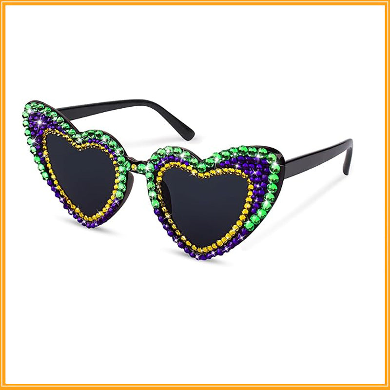 Rhinestone Heart Sunglasses for Mardi Gras - Mardi