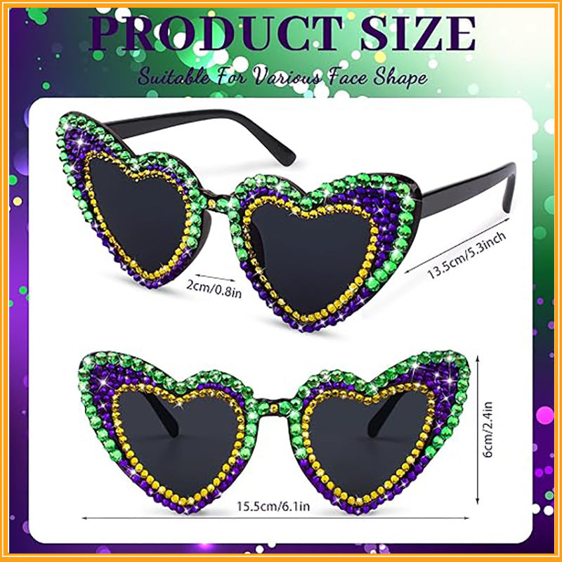 Rhinestone Heart Sunglasses for Mardi Gras - Mardi - 1
