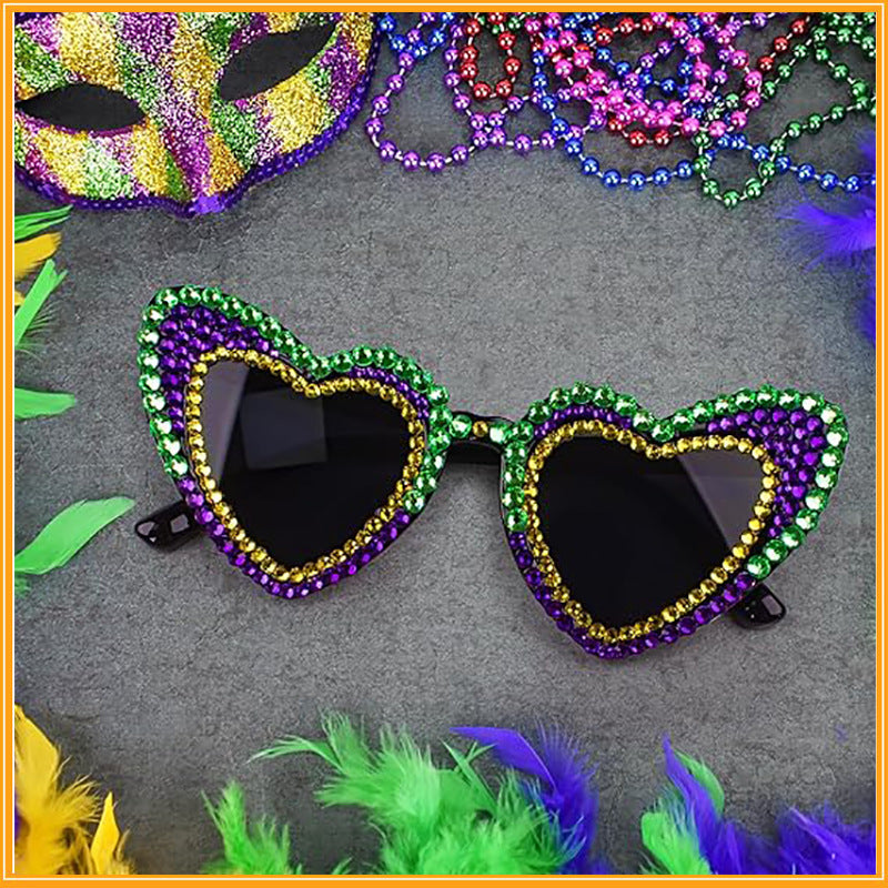 Rhinestone Heart Sunglasses for Mardi Gras - Mardi - 2