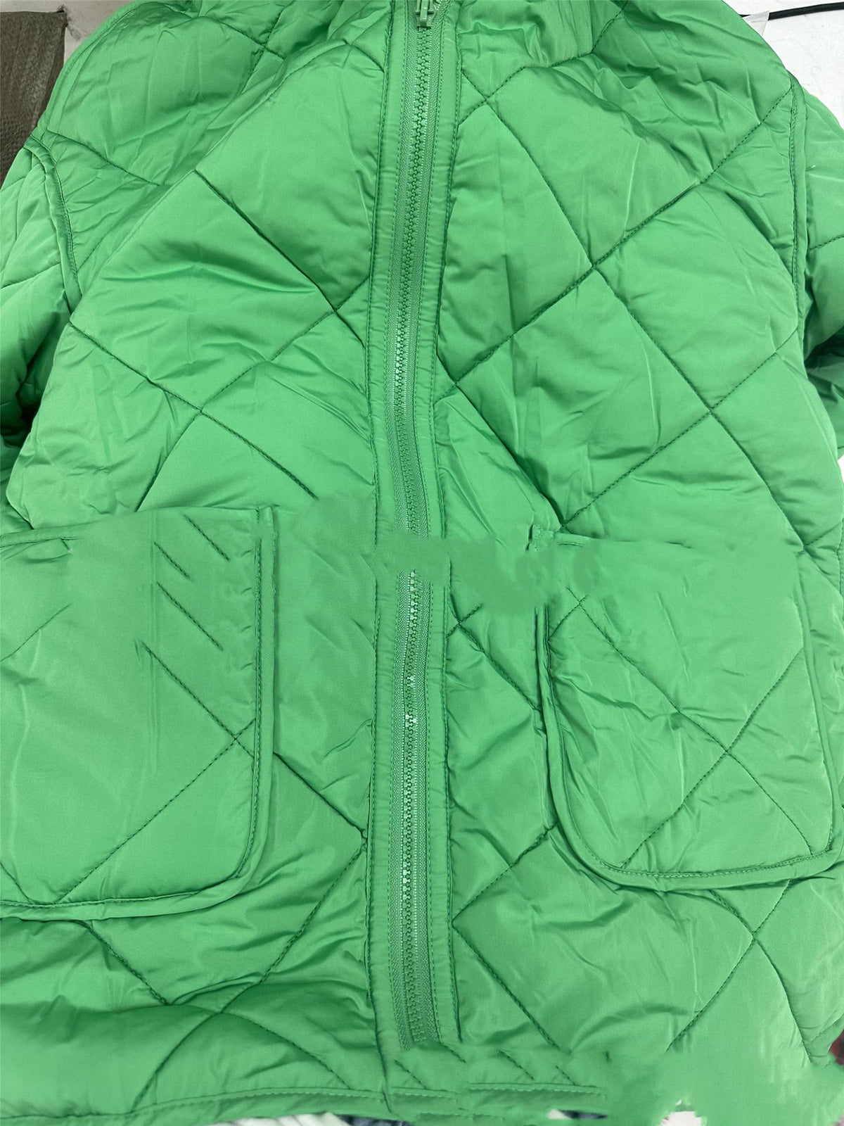 Diamond Quilted Hooded Puffer Jacket - Green - 4
