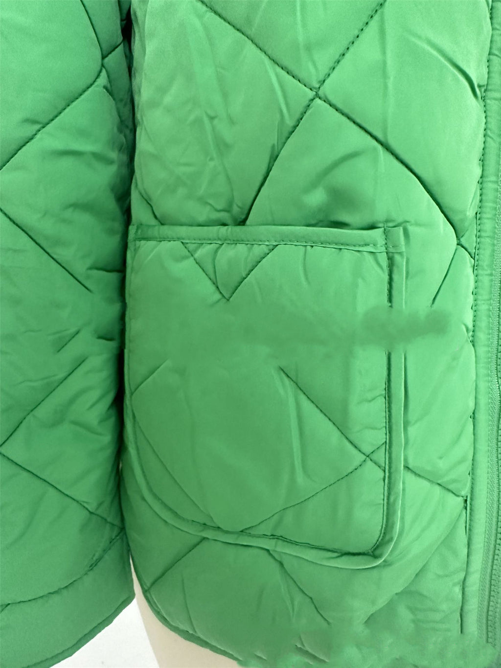 Diamond Quilted Hooded Puffer Jacket - Green - 9