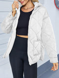 Diamond Quilted Hooded Puffer Jacket - White