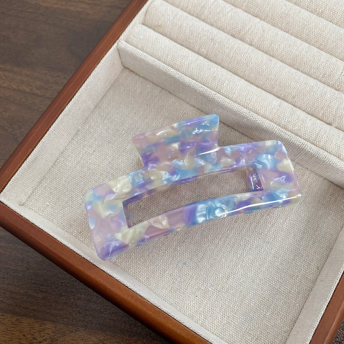 Rectangular Cutout Acetate Hair Claw Clip - NO_18