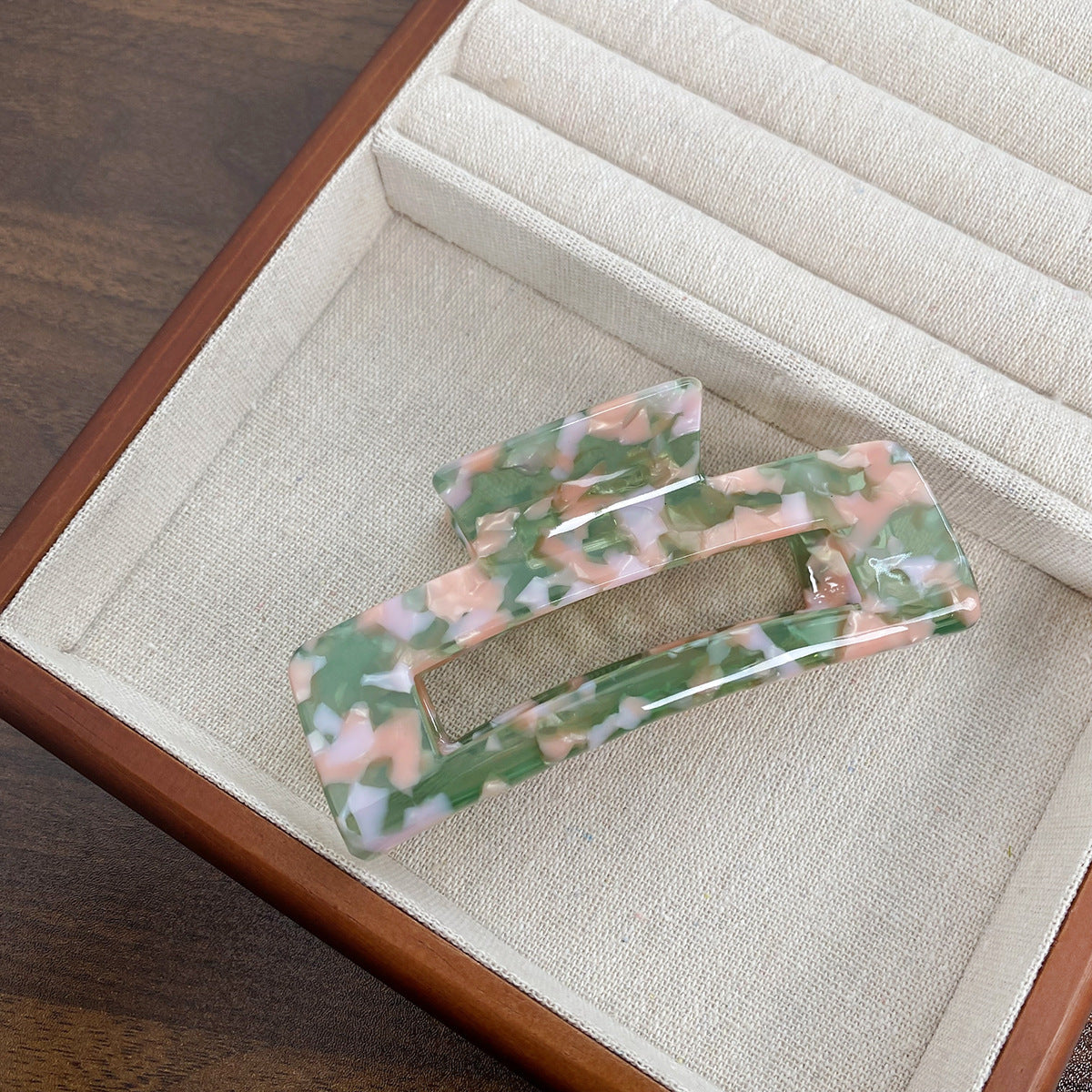 Rectangular Cutout Acetate Hair Claw Clip - NO_19