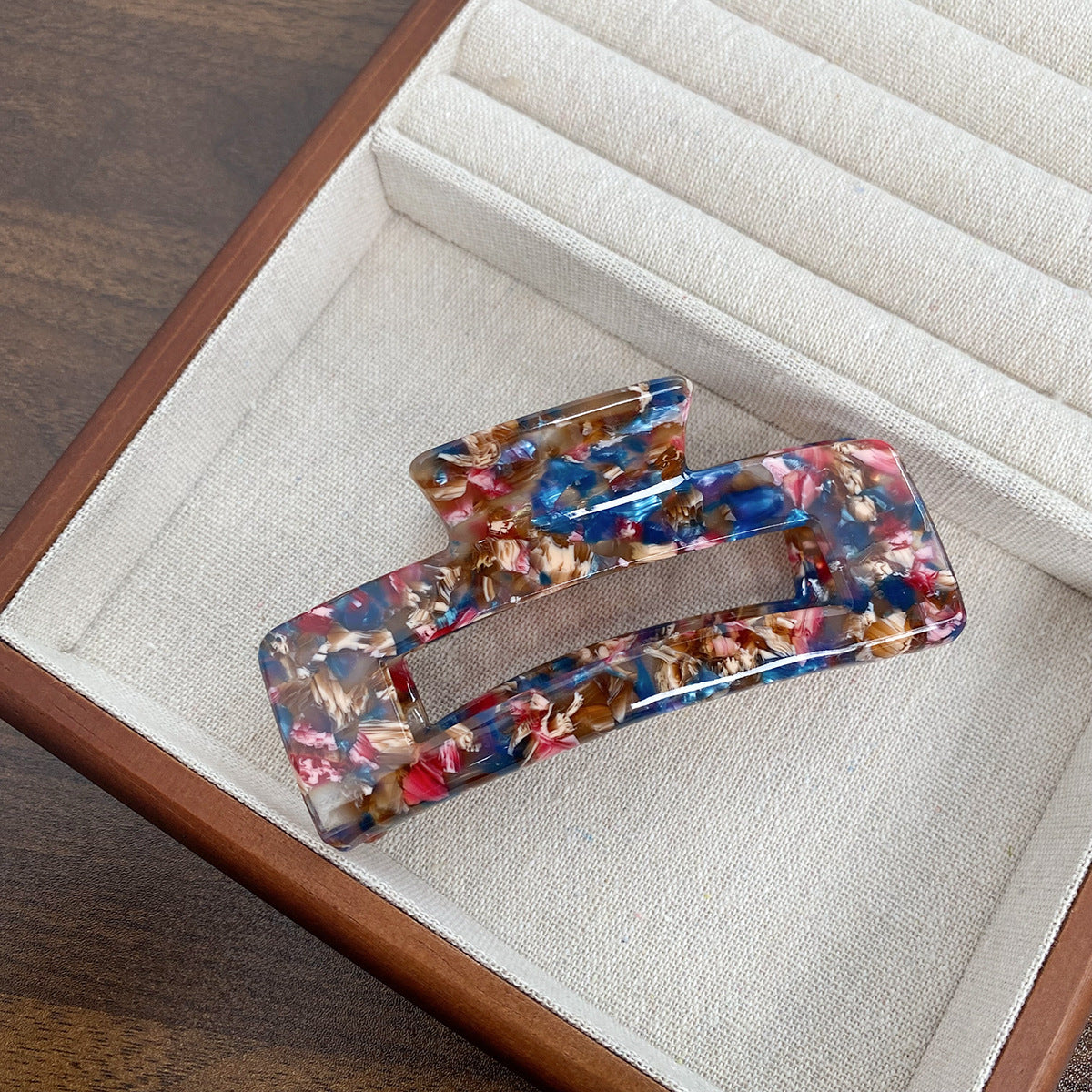 Rectangular Cutout Acetate Hair Claw Clip - NO_24