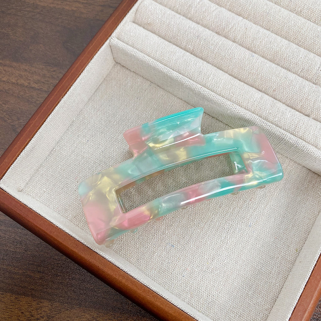 Rectangular Cutout Acetate Hair Claw Clip - NO_26
