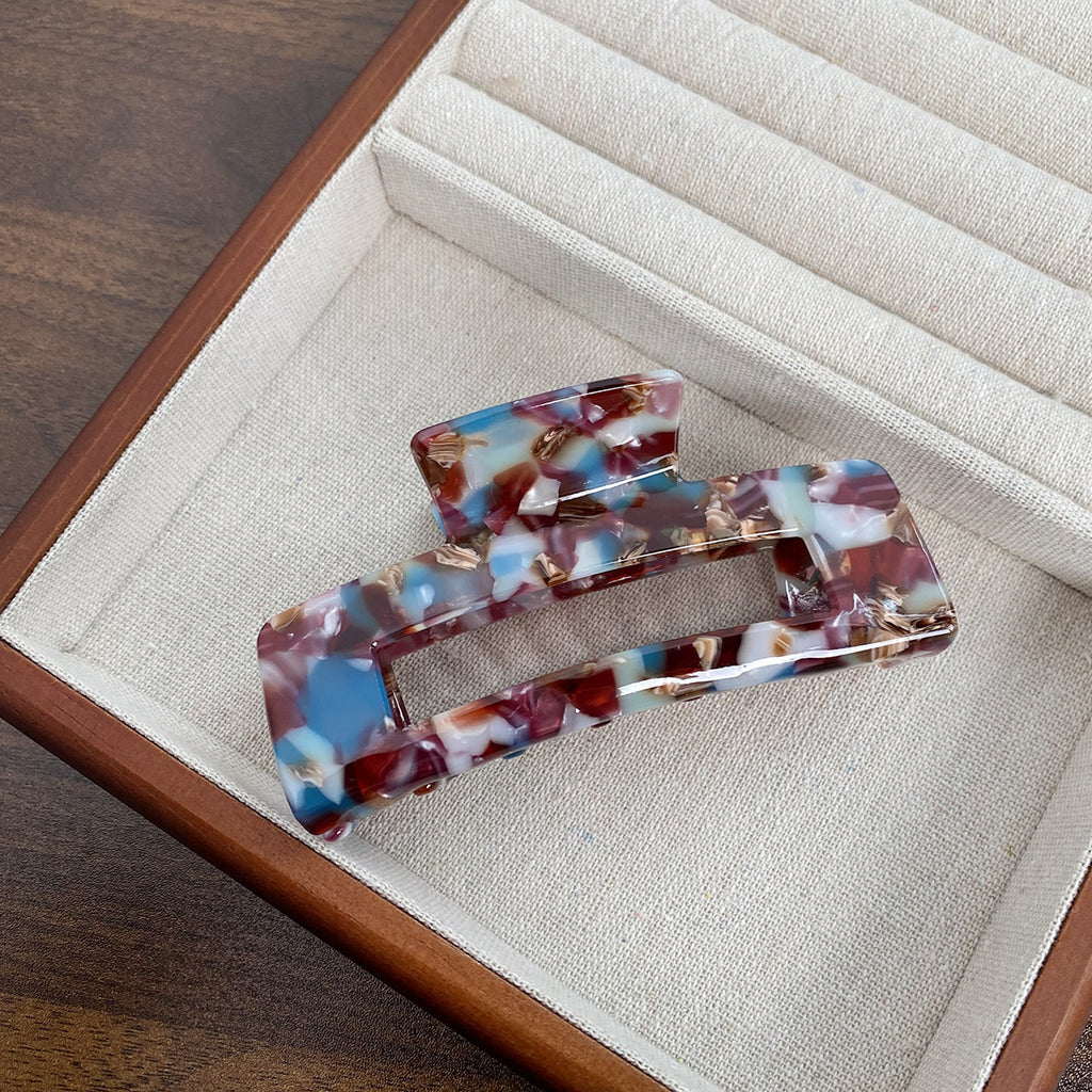 Rectangular Cutout Acetate Hair Claw Clip - NO_30