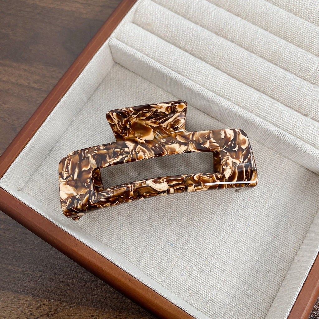 Rectangular Cutout Acetate Hair Claw Clip - NO_34